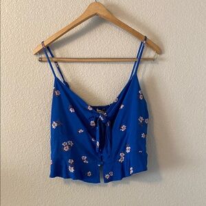 American Eagle Outfitters Blue Crop Camisole Tie Front
